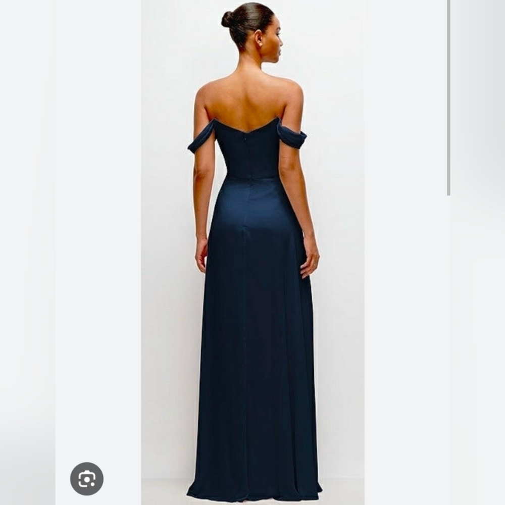 AFTER SIX Women’s Off the Shoulder Evening Gown Navy Blue Size 6 R NWOT - Picture 2 of 11